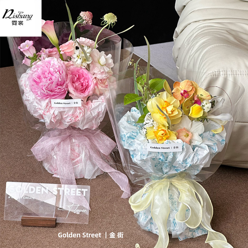 复古欧式印花雪梨纸DIY花束内衬包花纸鲜花包装纸材料加厚手揉纸