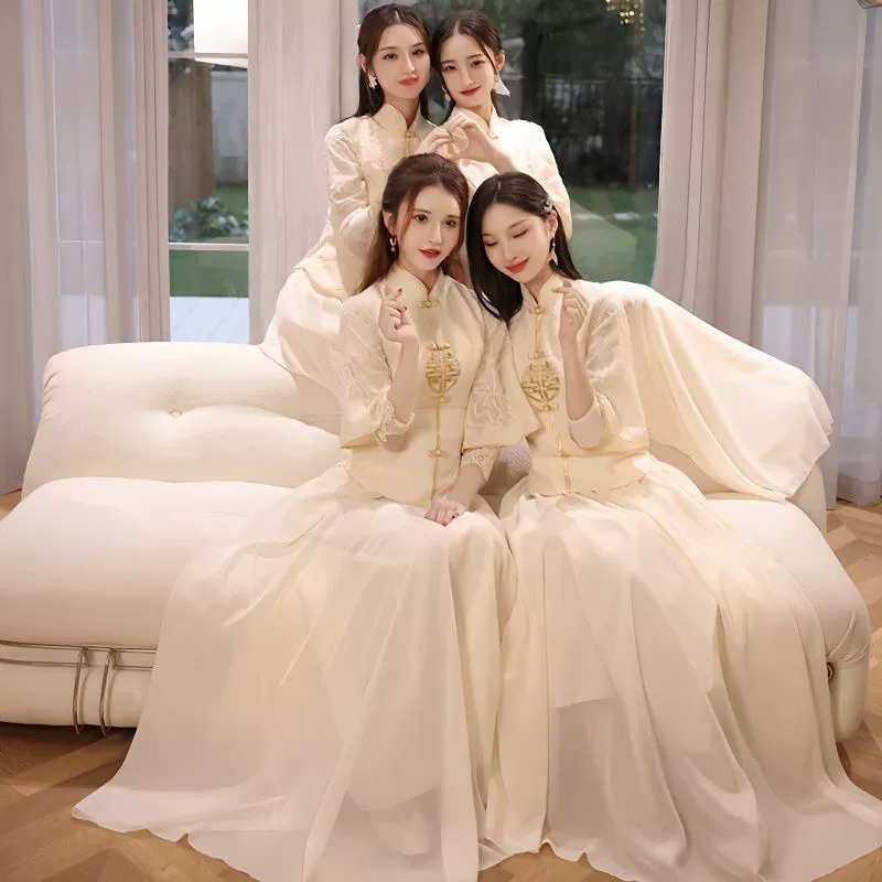 Xiuhe Китайский костюм для девочек для девочек 2025 новый простой атмосферный платье