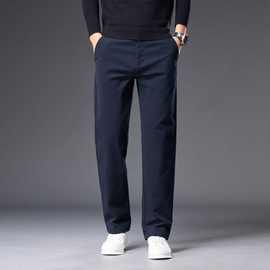 秋冬新款男士休闲裤加绒加厚保暖直筒百搭潮流修身有型轻商务长裤