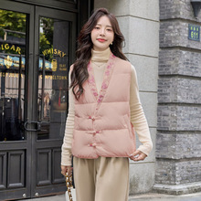 新中式领绣花色宽松保暖羽绒服马夹女2025冬新款羽绒背心Y257702
