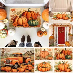 New Thanksgiving Autumn Harvest Truck Pumpkin Entry Door Floor Mat Entrance Dirty Resistant Foot Mat Amazon Hot Selling