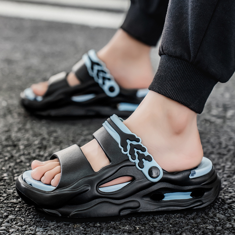 Zapatillas de dos colores para hombre, sandalias y zapatillas de plataforma antideslizantes para uso exterior en verano, deportes de playa, sandalias de doble uso para ocio al aire libre, hombres