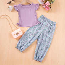 外贸服装女童纯色花边背心2025夏季新款儿童装飞袖上衣宝宝