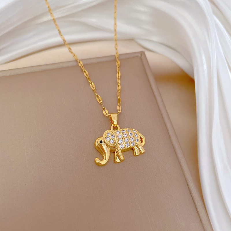 Collana donna con pendente elefante strass girocollo elegante_voghion.com
