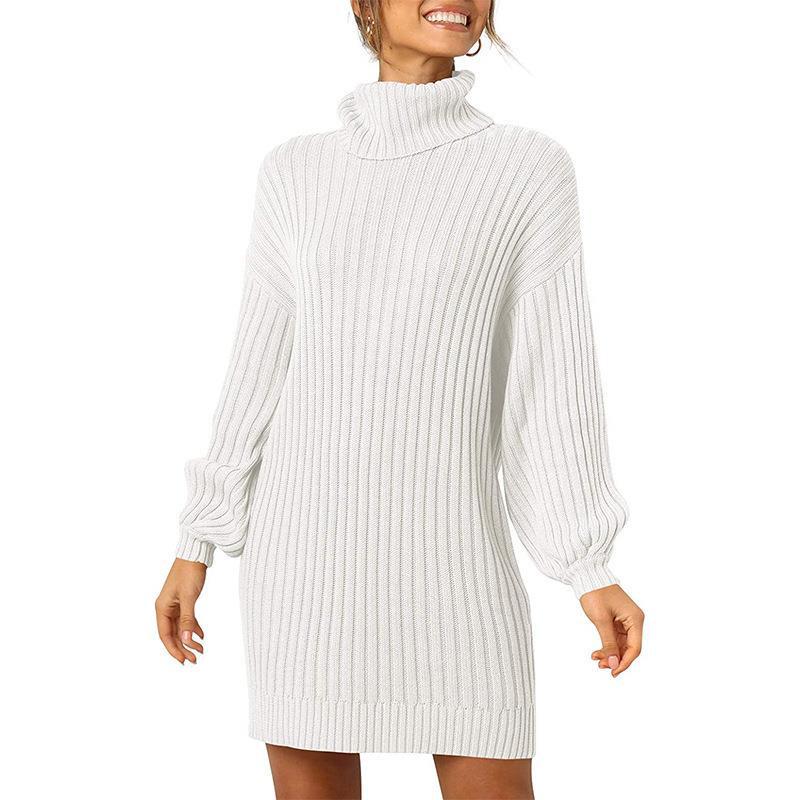 Robe pull mi-longue à col montant pour femme Aria Basics, collection automne-hiver 2022, style européen-américain._voghion.com