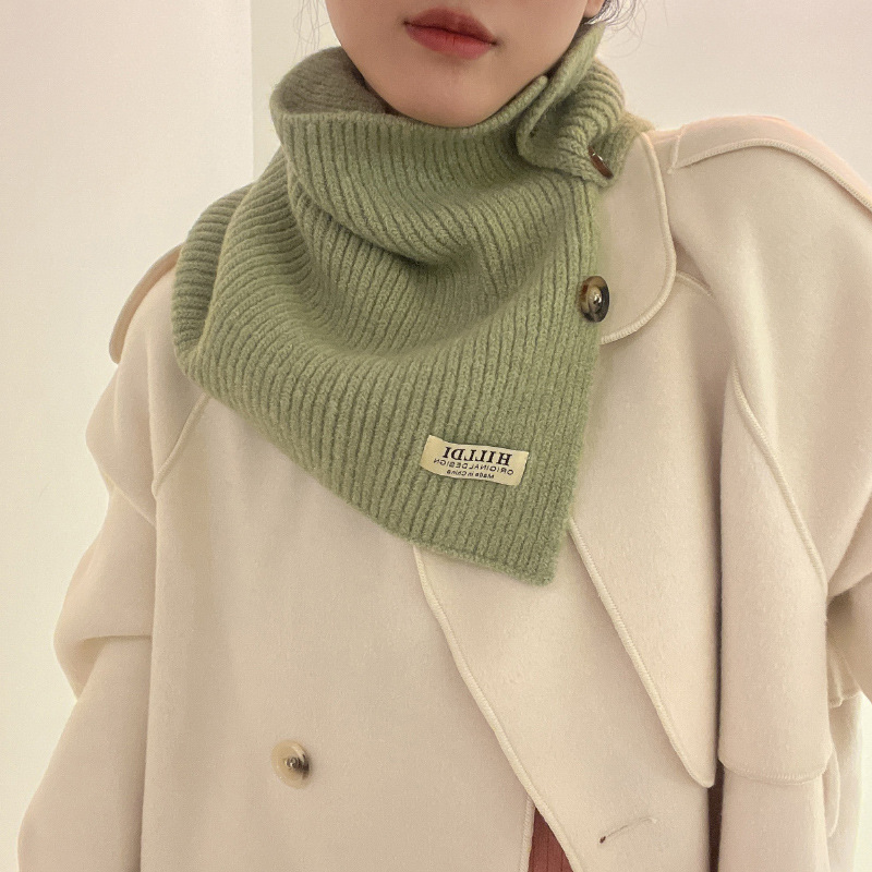 Otoño y invierno coreano de cuello alto chaqueta de lana de punto botón de cuello para mujeres caliente de color sólido cuello abierto cuello falso
