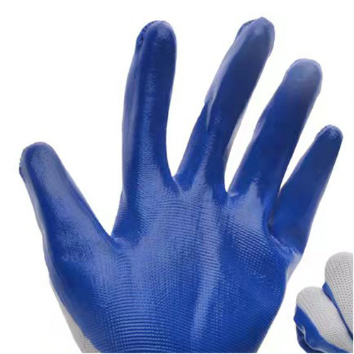 Work safety gloves, wear-resistant, oil-resistant, non-slip, protective gloves made of 13-gauge polyester woven nitrile material.