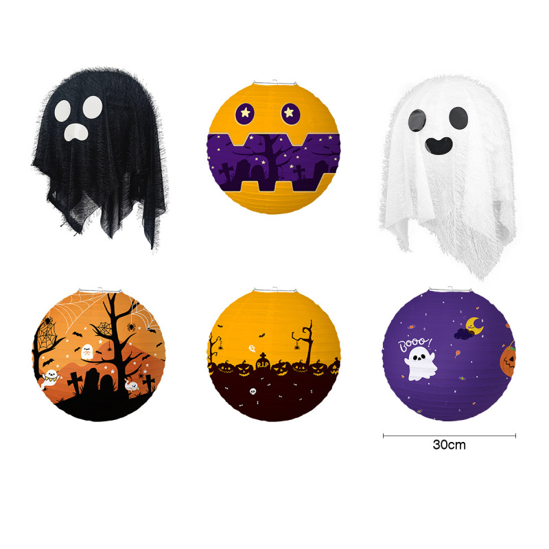 ハロウィーン提灯幽霊紙提灯diy装飾halloween鬼節パーティーテーマ雰囲気配置用品|undefined