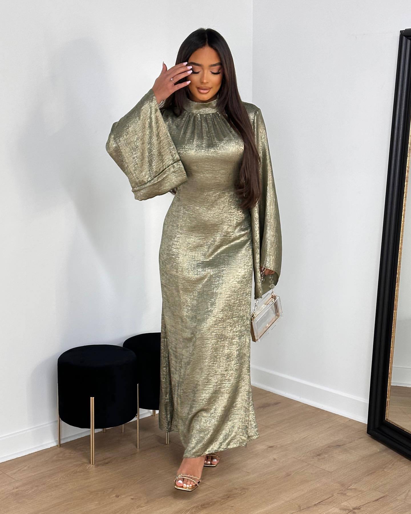 Women's Clothing fashion stitching Dubai Türkiye elegant dress _voghion.com