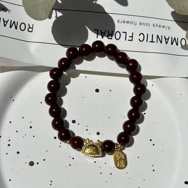 S161-주홍색 행운의 용만두 팔찌#SZ339용