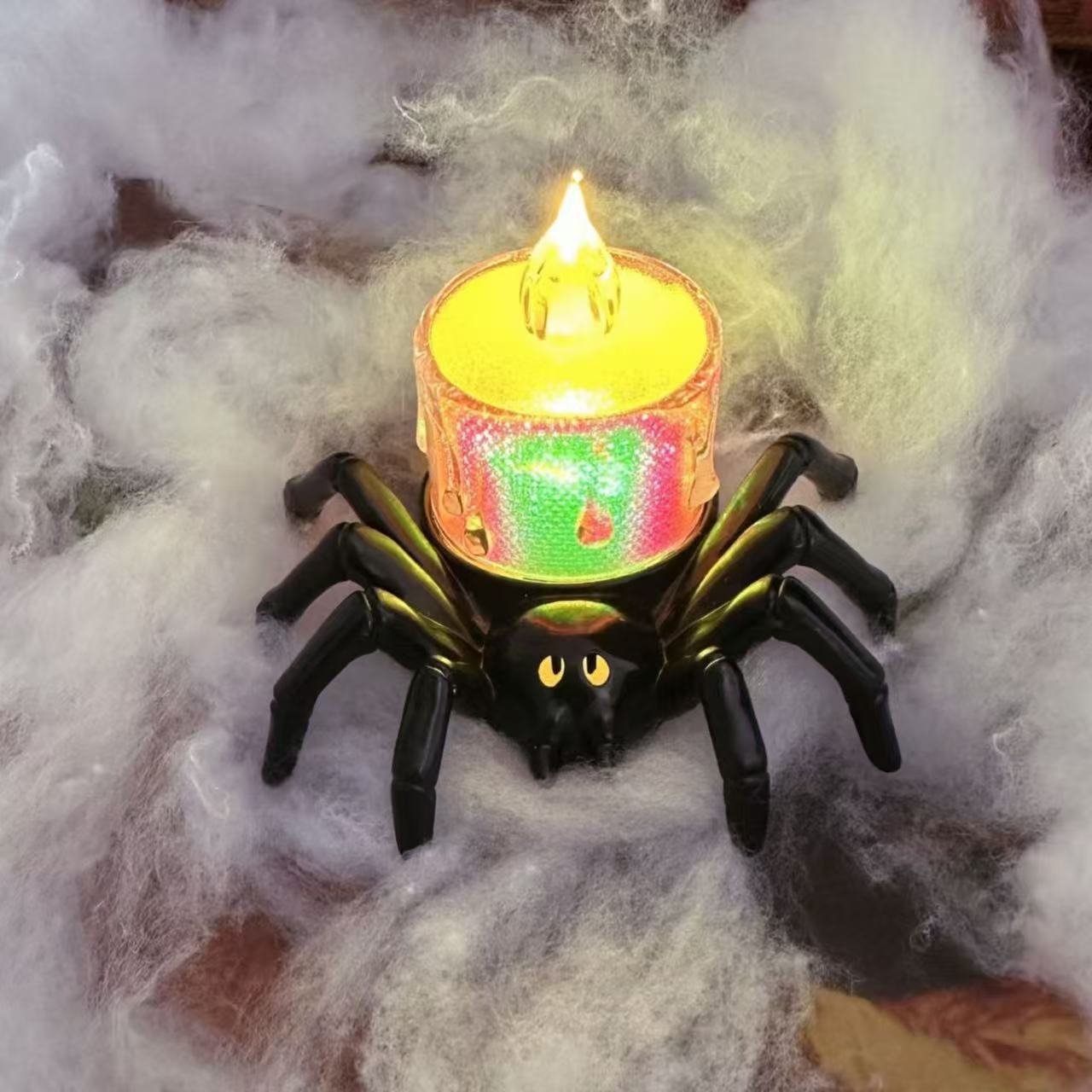 Luces de calabaza de Halloween, luces de velas de araña divertidas, ambiente, accesorios de decoración navideña, adornos led, regalos navideños