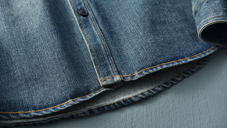 Vintage Washed Denim Overshirt For Men Loose Workwear Jacket_voghion.com
