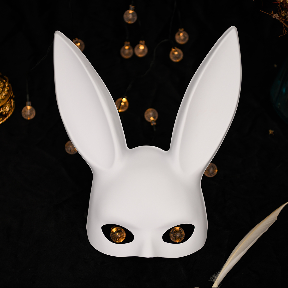 万圣节复活节夜店酒吧兔子面罩舞会半脸兔女郎面具表演兔耳朵面具-阿里巴巴