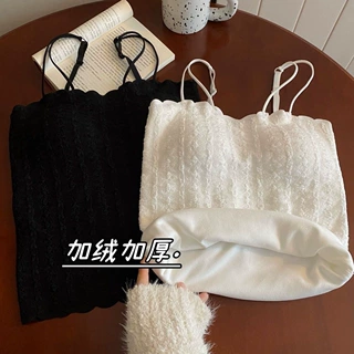 保暖秋冬背心加绒加厚美背女带修身内衣吊带可拆卸胸垫抹胸打底
