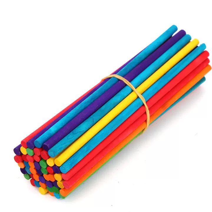 木棍 圆木棒彩色雪糕棒实木桦木建筑模型DIY手工材料小木棍小木棒