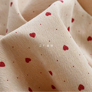 秋冬灯芯绒布料爱心印花灯芯呢女童连衣裙裤子家居服面料手工diy