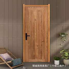 民宿实木入户门风化纹理卧室单开门老榆木家用静音包厢酒店推拉门