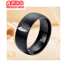 批发不锈钢戒指跨境外贸TITANIUM钛钢磨砂欧美logo饰品珠宝锆石