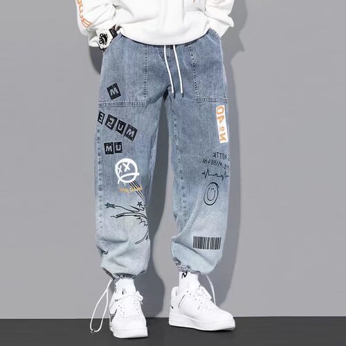 Factory Goods Spring Autumn Hip-Hop Men's Hong Kong Style Trend Brand Loose Streetwear Small Alphabet Print Casual Harlon Pants for Men