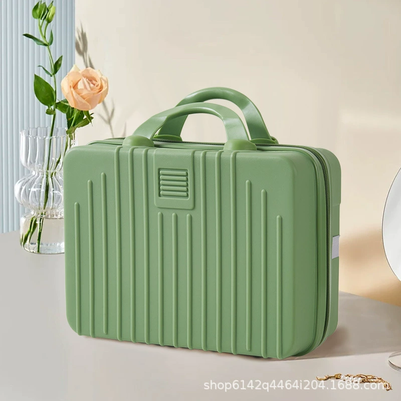 Handheld cosmetic storage box 14-inch suitcase, partitioned interior and portable handle