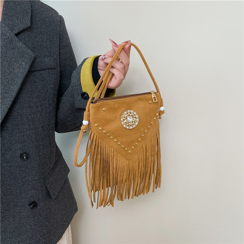 Trendy Fashion Solid Color Matte Tassel Small Square Bag for Women, Stylish Versatile Casual Commuter Lightweight Crossbody Bag