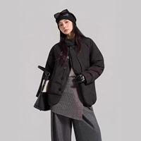 白鹅绒高端复古鹅绒服短款设计感拉链立领高级感情侣羽绒服女外套