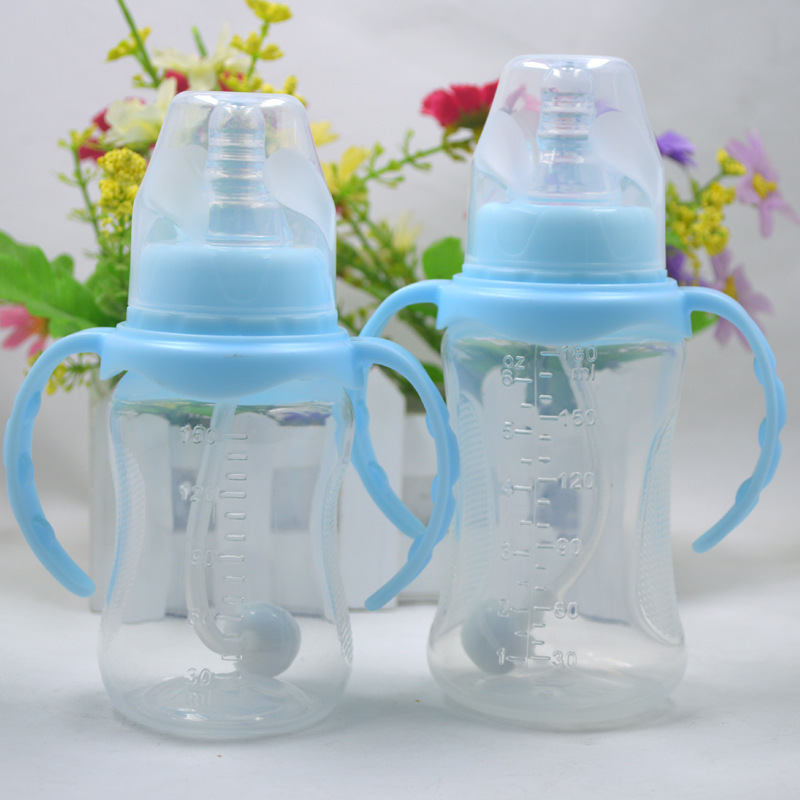 Plastic Bottle Manufacturers 240ml Standard Mouth Bottle Baby Bottle with Handle Bottle Nipple Wholesale