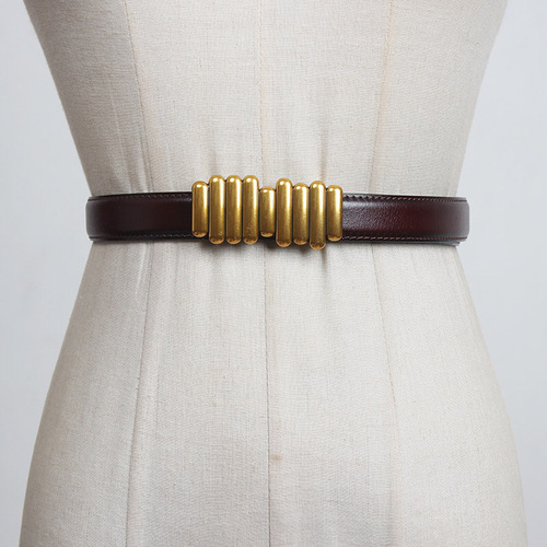 Old retro belt for women, simple and versatile Korean version for students, black trendy fashionable personality pants with thin waistband for men