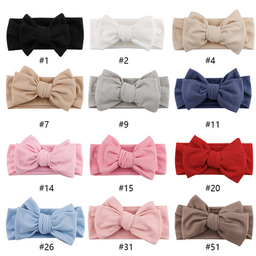 European and American new style fine pit cotton baby headband headband baby knitted elastic seamless bow headband headwear