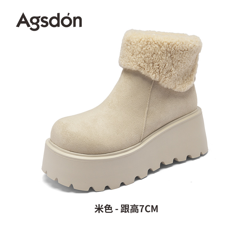 Botas de nieve de fondo grueso para mujeres 2025 nuevas botas de invierno de lana Bocken, zapatos de algodón casuales de moda