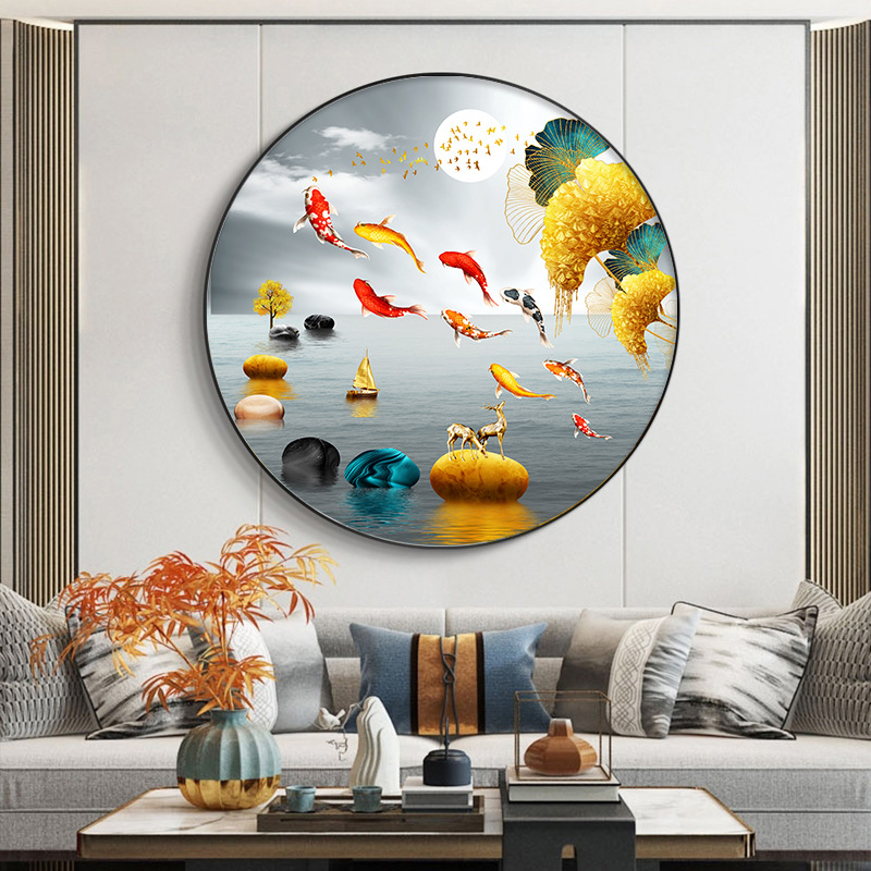 Nueve peces cuadros redondos porche pinturas decorativas lujosas pasillo fantasía pasillo comedor pinturas colgadas fondo de sofá sala de estar