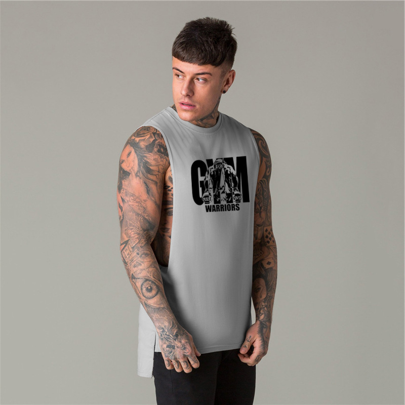 Chaleco deportivo suelta verano moda marca ins algodón fitness chaleco sin mangas camisa de fondo blanco camiseta sin mangas