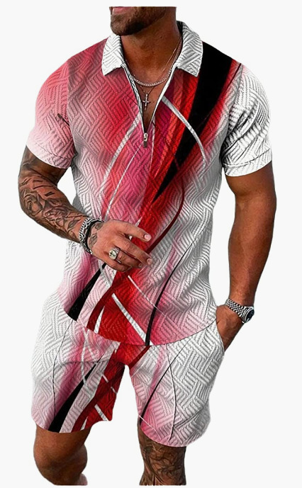 Nuevo europeo y americano transfronterizo de los hombres 3 Polo camisa traje de solapa de manga corta Jersey casual camiseta de los hombres de una sola pieza de entrega