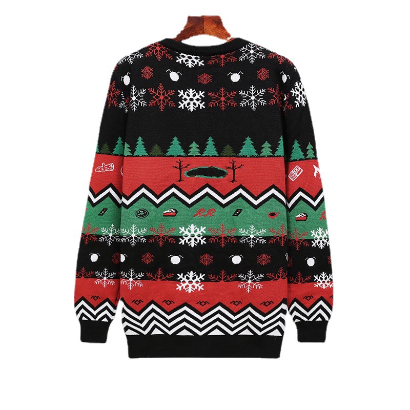 Nueva Navidad suéter de Punto Fuente fabricante acrílico material cuello redondo tocado flor suéter estilo europeo y americano suéter