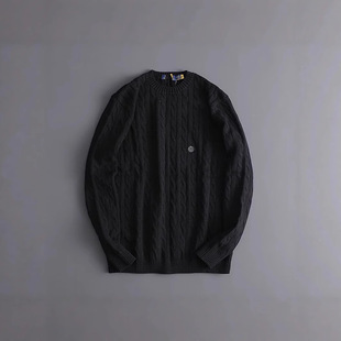 Men's Winter Rl Argyle Embroidered Crew Neck Knit Sweater Trendy Long Sleeve Warm Style