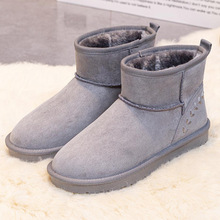 RU113雪地靴冬季新款爆款平底短筒增高棉鞋加絨加厚保暖防滑皮面