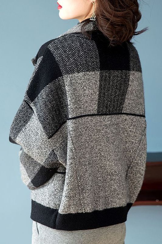 早春季格子外套女款短女年新款宽松显瘦外搭开衫中年妈妈春秋