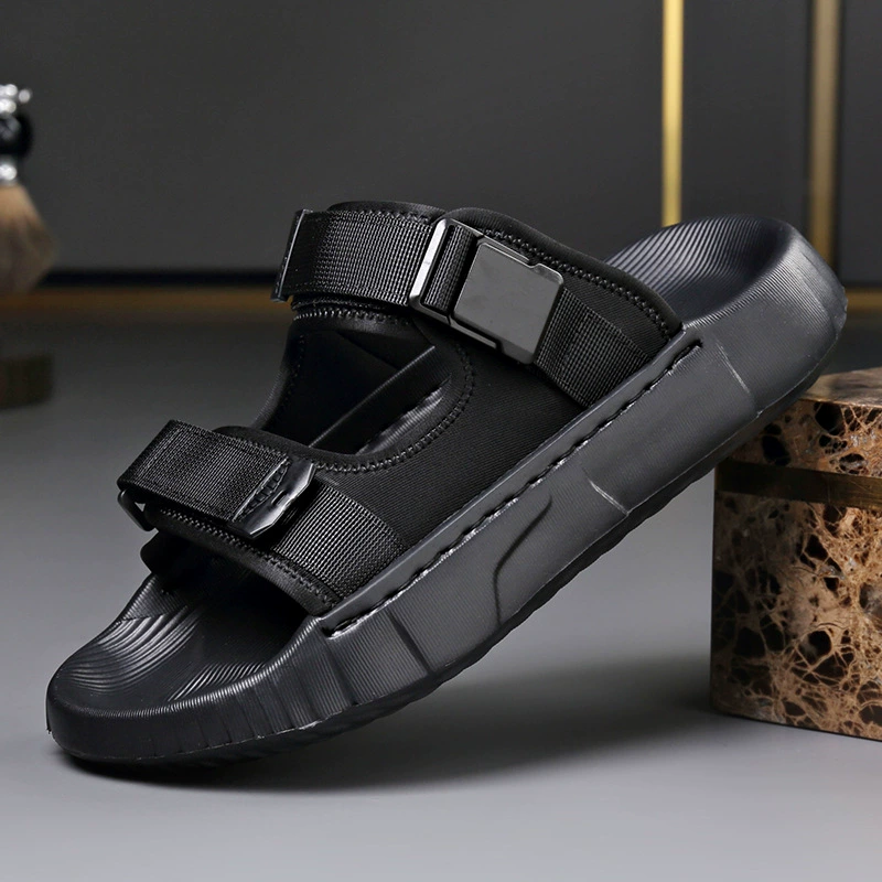 Весенние и летние новые сандалии мужские пляжные туфли мужские мягкие подошвы износостойкие и дышащие наружные носки повседневные мужские тапочки
