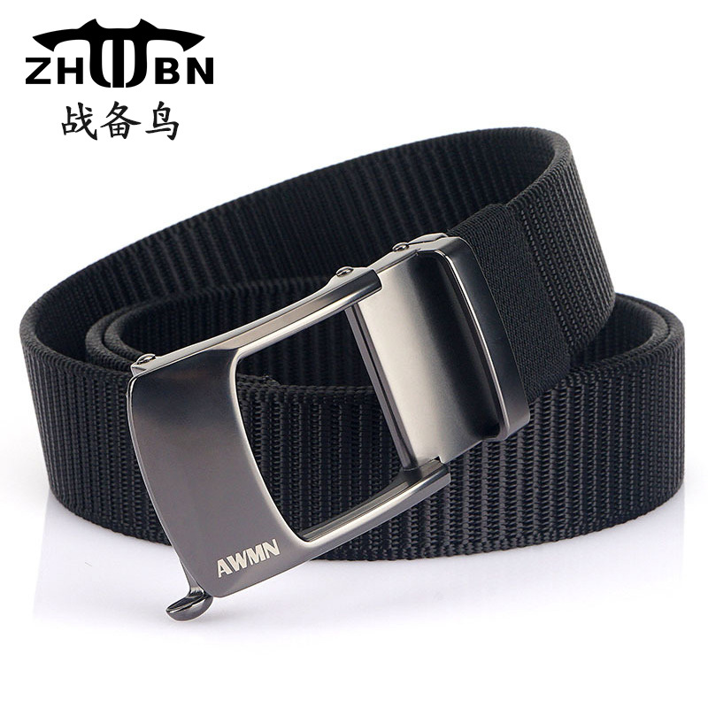 Correa tejida de nylon simple ocasional de los nuevos hombres nuevo diseño hebilla automática sin dientes correa ajustable de los pantalones de corte