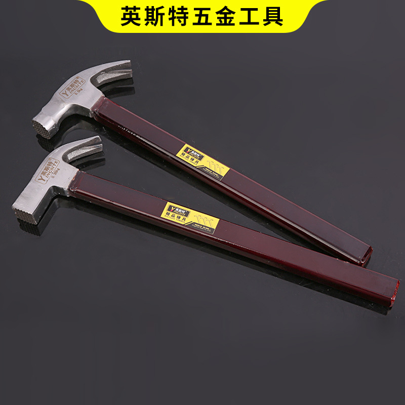厂家批发英斯特烤漆红木压缩木柄羊角锤 木把羊角锤装修用锤子