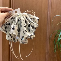 韩版碎花印花大蝴蝶结飘带裙摆马尾夹发夹高级感半扎发夹头饰发饰