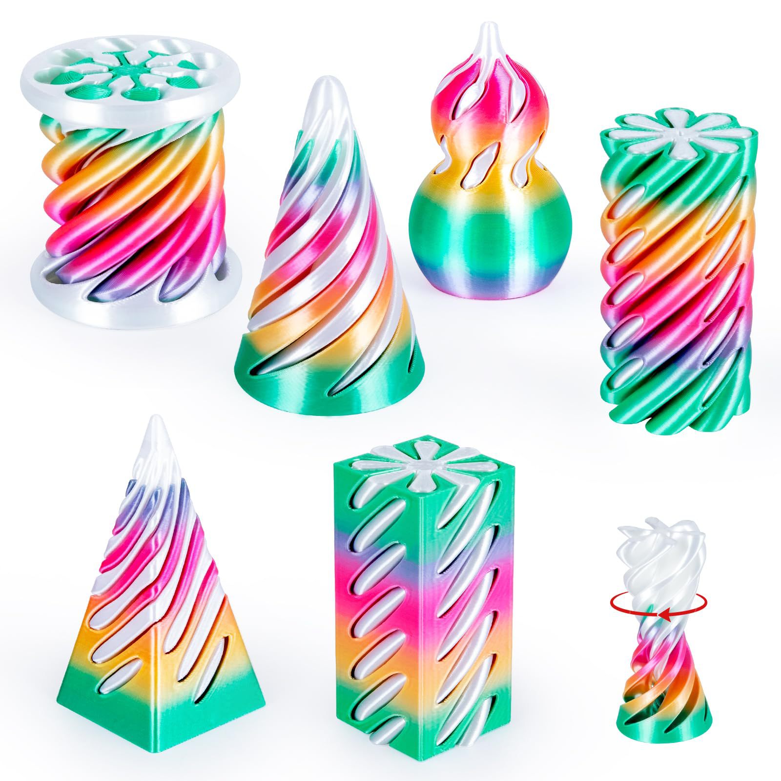 Impresión 3D descomprimir juguetes de espiral para niños rompecabezas desarrollo espiral estructura tridimensional punta de dedo juguetes de vórtice bicolor