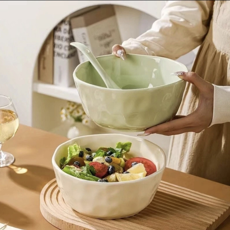 2024 New Noodle Bowl Household High-Looking Instant Noodle Bowl Noodle Bowl Large Bowl Cream Style Ceramic Bowl New Soup Bowl