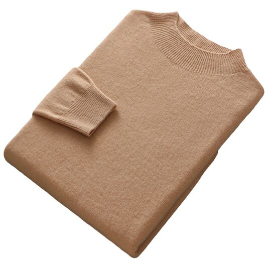 Men's Mock Turtleneck 100 Pure Wool Sweater Autumn and Winter New Seamless Long Sleeve Large Size Base Cashmere Sweater