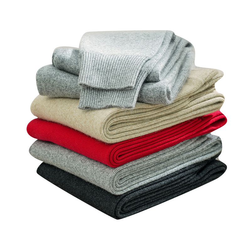 ブランド冬用100%ピュアカシミヤパンツ 男女兼用 厚手保温ハイウエストウールパンツ 薄手インナーパンツ