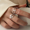 Tide, adjustable ring, simple and elegant design, 2024 years, on index finger, Japanese and Korean