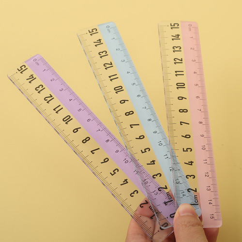 Transparent eye-protection ruler 15cm, primary school ruler, exam drawing and painting measuring ruler, simple grid ruler, student stationery
