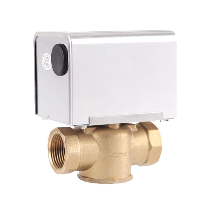 江森水阀220V电动二通阀风机盘管直通阀4分6分水开关直通黄铜阀