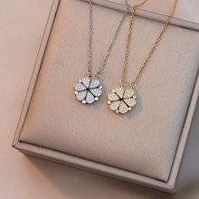 项链女一款多戴开合爱心四叶草吊坠铜镶锆石时尚个性高级感锁骨链