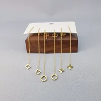 Клевер с бахромой ушной проволокой 18k цвет золотой холодный ветер серьги темперамент длинные серьги титановая сталь простота
